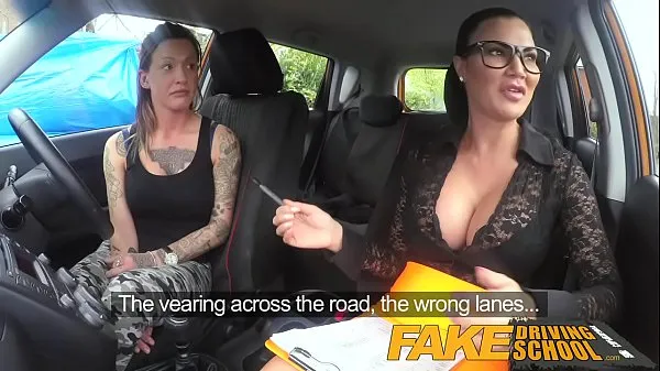 HD Fake Driving School Sexy strap on fun for new big tits driver power Movies