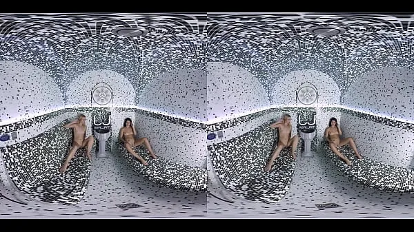 HD Lesbians get naughty at the sauna in virtual reality - vrporn teljesítményű filmek