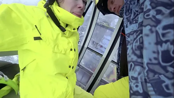 HD 4K Public cumshot on mouth in ski lift Part 1, 2 power-film