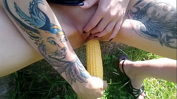 HD Lucy Ravenblood fucking pussy with corn in public power Movies