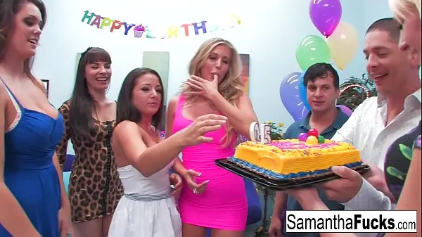 HD Samantha celebrates her birthday with a wild crazy orgy power-film