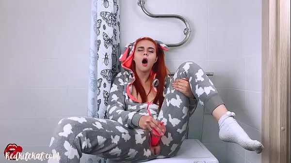 HD Cute Redhead Masturbate Pussy Dildo and Orgasm in Kigurumi power Movies