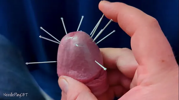 HD Mit vielen Nadeln durch die Eichel gestochen - Großer Penis abgemolken zum Orgasmus, nachdem er zerstochen wurde für Filme