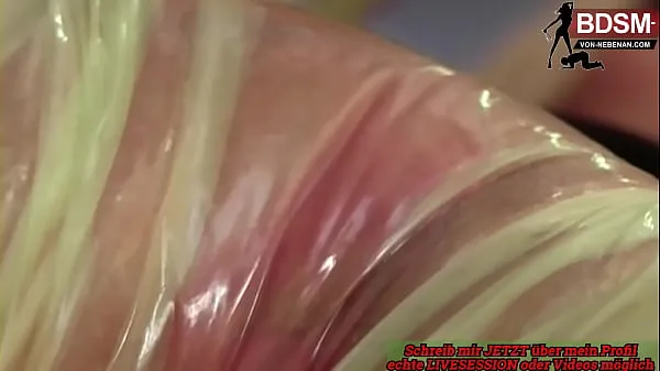 HD German blonde dominant milf loves fetish sex in plastic güçlü Filmler