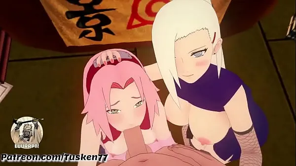 HD-NARUTO 3D HENTAI: Kunoichi Sluts Ino & Sakura thanking their hero Naruto tehoa elokuviin