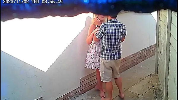 أفلام عالية الدقة Cctv camera caught couple fucking outside public restaurant قوية