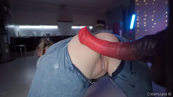 HD Big Ass Teen in Ripped Jeans Gets Multiply Loads from Northosaur Dildo power-film